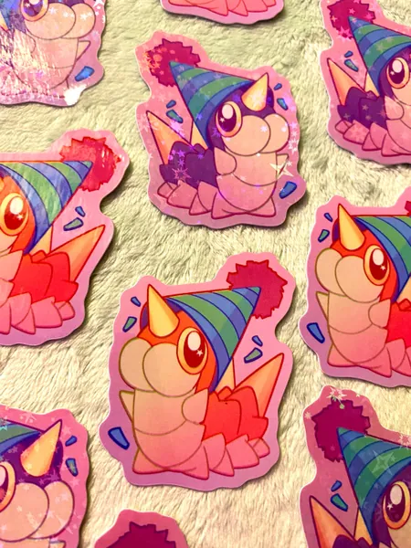 Wurmple Party Hat 2 Inch Vinyl Sticker
