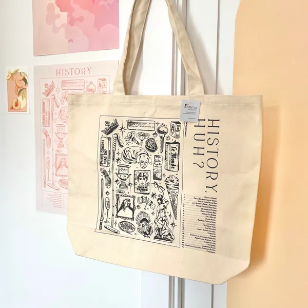History, Huh? | Large Canvas Tote Bag | Inspired by Red, White & Royal Blue by Casey McQuiston