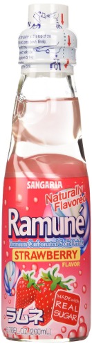 Sangaria Ramune Marble Soft Drink Strawberry Flavor 6 Pack - Strawberry 6.76 Fl Oz (Pack of 6)