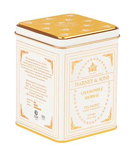 Harney & Sons Chamomile Herbal Tea, Classic Tin, 20 Sachets, white - 20 Count (Pack of 1)