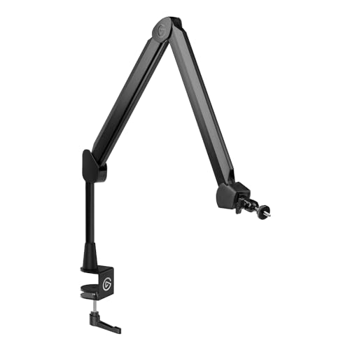 Elgato Wave Mic Arm - Premium Broadcasting Boom Arm with Cable Management Channels, Desk Clamp, 1/4" Thread Adapters, Fully Adjustable, perfect for Podcasts, Streaming, Gaming, Home Office, Recording - Black - High Rise