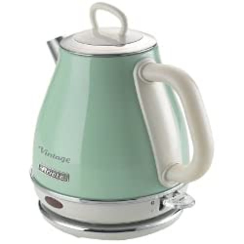 Ariete, 2868 Vintage, elektrischer Design-Wasserkocher aus Edelstahl für Aufgussgetränke, Tee und Kräutertees, Abschaltautomatik, ergonomischer Griff, 1 Liter, 1600 W, Grün - Grün