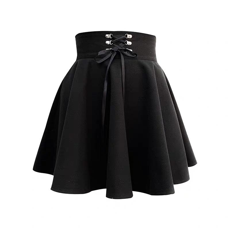 'Toil and Trouble' Black Lace up Skirt - Black / XL