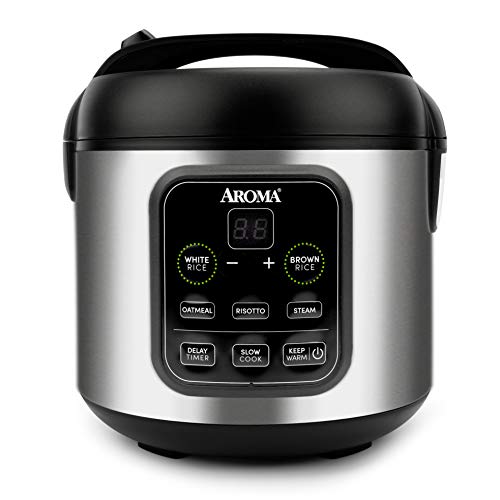 Aroma Housewares ARC-994SB Rice & Grain Cooker Slow Cook, Steam, Oatmeal, Risotto, 8-cup cooked/4-cup uncooked/2Qt, Stainless Steel - 8-cup cooked/4-cup uncooked/2Qt. - Cooker