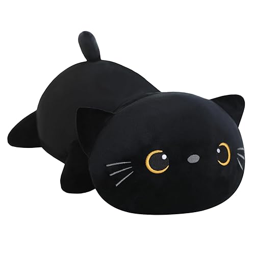 SQEQE Weighted Black Cat Plush, Weighted Black Cat Stuffed Animal for Anxiety, Cute Black Cat Plushies Soft Black Cat Pillow Toy Gift for Kids Adults 9.8 Inch, 0.8 lbs - Black Cat - Small(9.8 Inch)