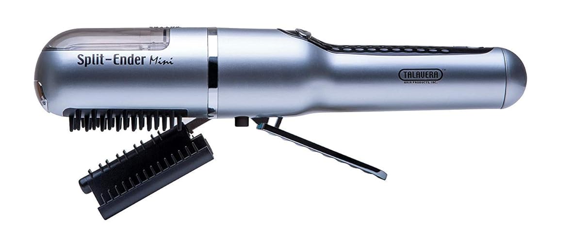 Split-Ender Mini - The Original Cordless Split End Hair Trimmer Automatic 3 AAA Battery Home Care Clipper 2-in-1 for Dry Damaged Splitting Broken Brittle Straight Curly Frizzy Beauty Styling - Silver - Silver