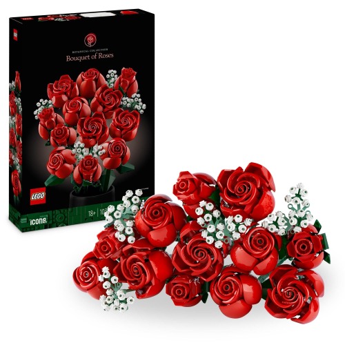 LEGO® Icons Bouquet of Roses 10328 Home Decor Flowers, Valentine’s Day Present for Adults, Botanical Collection, Relaxing Activities, Mindful Building Project Set