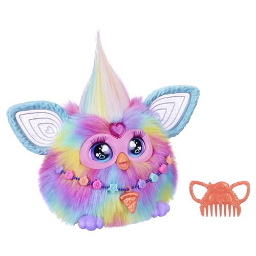 Furby Tie Dye, 15 Fashion Accessories, Interactive Plush Toys for 6 Year Old Girls & Boys & Up, Voice Activated Animatronic (English)