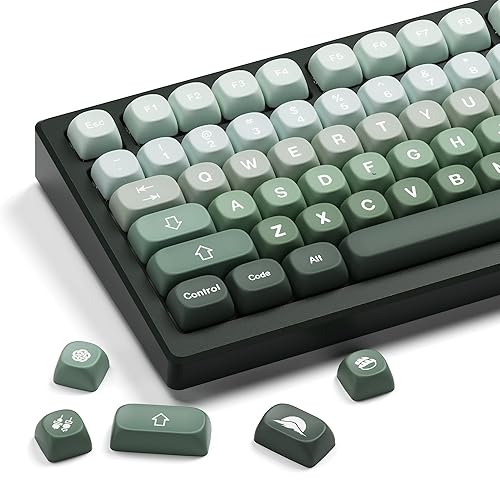 XVX Matcha Wagashi PBT Keycaps-MOA Keycaps, Custom Keyboard Keycaps 60 65 75 100 Percent, 5 Side Dye Sublimation Keycaps, 132 Keys Keycaps Set for Cherry Gateron MX Switches Keyboards, Gradient Green - Green
