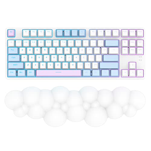 MANBASNAKE Keyboard Cloud Wrist Rest,PU High Density Memory Foam with Non-Slip Base for Typing Pain Relief,Ergonomic Keyboard Pad with Wrist Support for Home Office/Computer/Laptop/Gaming/Mac-White - White