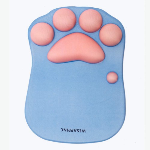 WESAPPINC Cat Paw Mouse Pad with Wrist Support Soft Silicone Wrist Rests Non Slip Ergonomic Mousepad for Office Computer Gaming Desk Decor (10.7x7.8x0.9'') (Light Blue) - Light Blue