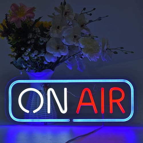 ON AIR Neon Sign Neon LED Night Lights USB Connected Decorative Signs Room Bar Pub Store Club Garage Home Party Wall Art Decoration - Blue+Red+White