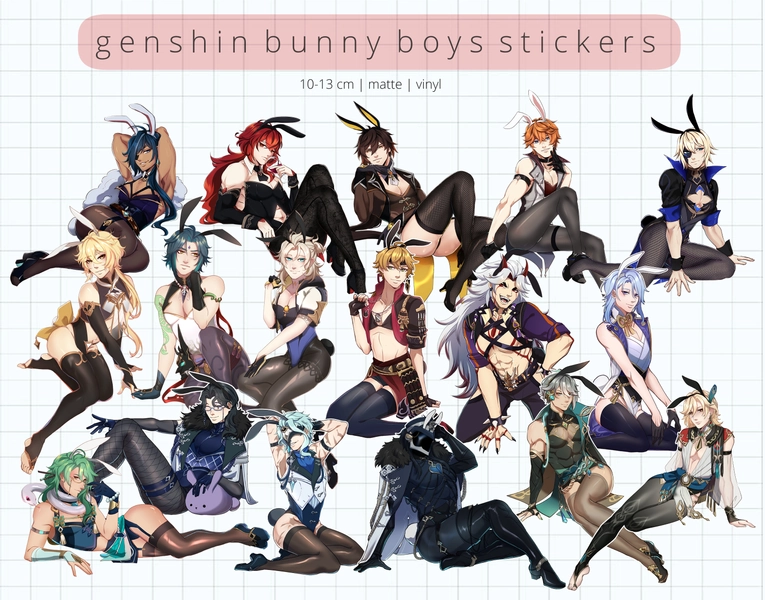 Genshin Impact| Bunny Boys Stickers | 13-10cm | Vinyl | Matte