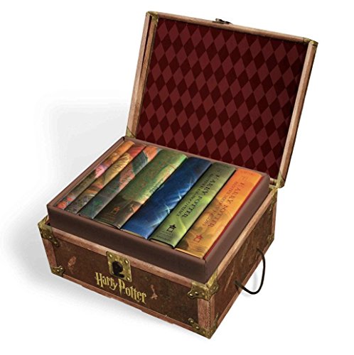 Harry Potter Books Set #1-7 in Collectible Trunk-Like Toy Chest Box, Decorative Stickers Included by Harry Potte