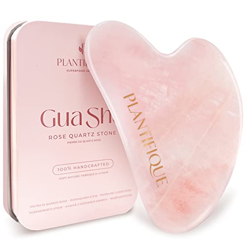 PLANTIFIQUE Gua Sha Rose Quartz Tool for Face Anti Aging Massage Tool - GuaSha Tool - Facial Skin Care Products - Massager for Your Skincare Routine - Guasha Rose Quartz