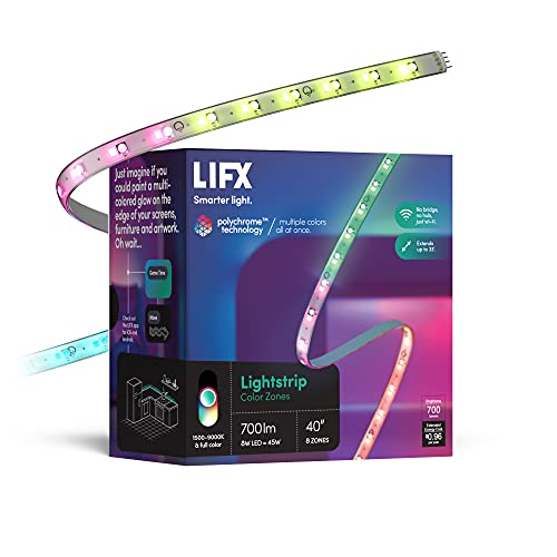 LIFX Lightstrip Color Zones, Wi-Fi Smart LED Light Strip, Full Color with Polychrome Technology™, No Bridge Required, Works with Alexa, Hey Google, HomeKit and Siri, 40" Kit - 40" Kit