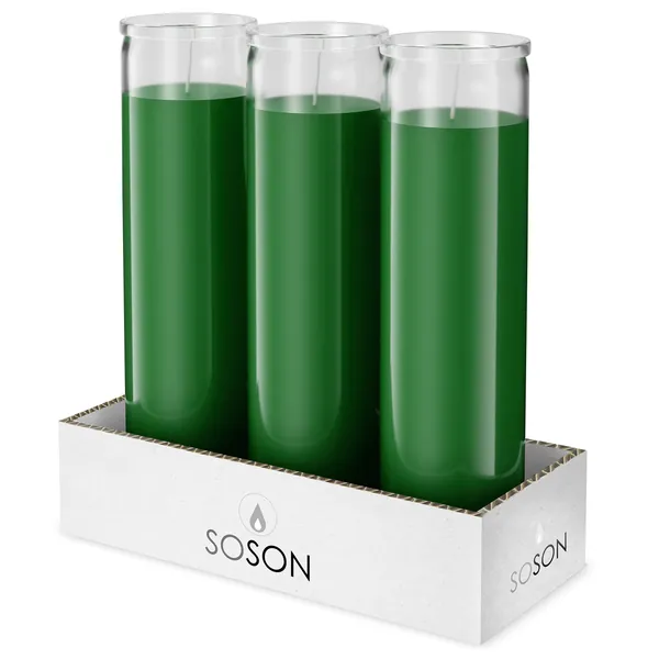 Simply Soson 2x8 Green Candles | Prayer Candles | Meditation Candles | Religious Candles | Spiritual Candle | Celebrity Prayer Candles | Prayer Candles in Glass | 3 Pack of Candles - 3 Pack Green