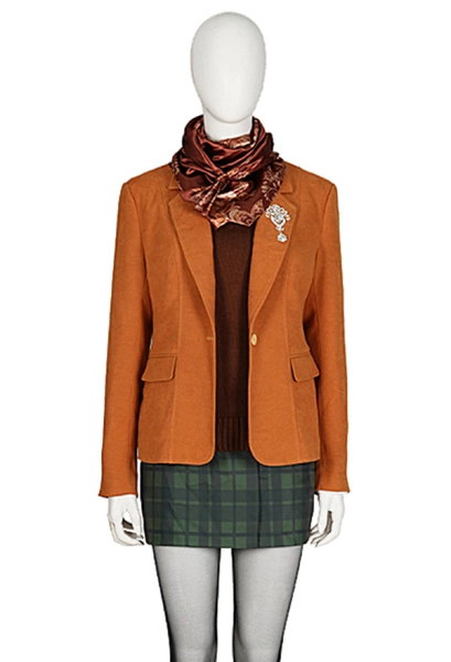 Resident Evil 4 Ashley Cosplay Costume White T-shirt and Jacket with Plaid Skirt and Knitted Vest