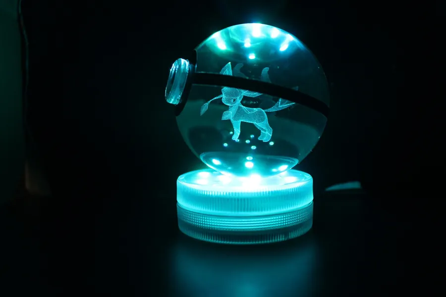 Glaceon Large Crystal Pokeball Laser Engraving