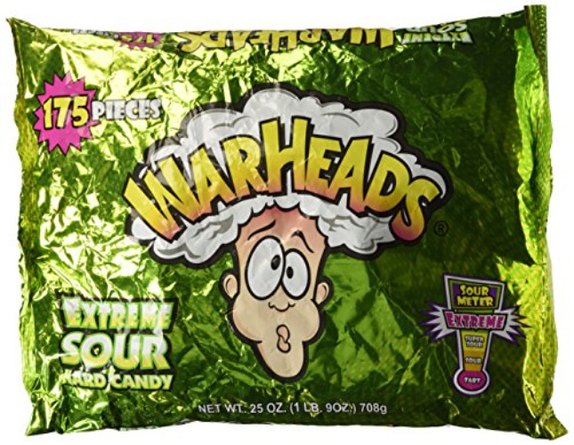 Warheads Extreme Sour Hard Candy 175 Pieces Assorted Flavors - 25 oz bag - 175 Count (Pack of 1)