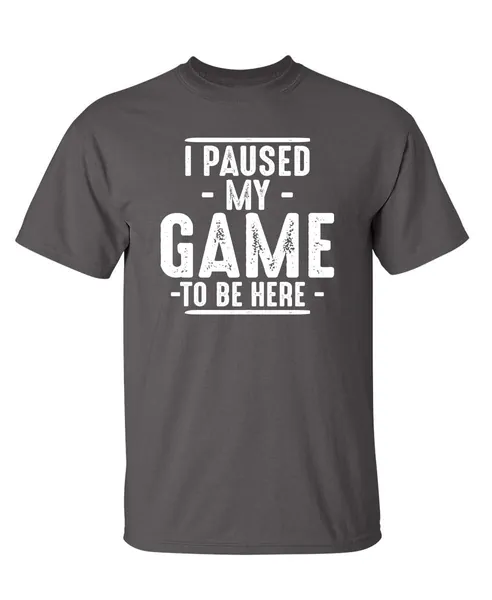 I Paused My Game to Be Here Graphic Novelty Sarcastic Funny T Shirt - Medium Charcoal