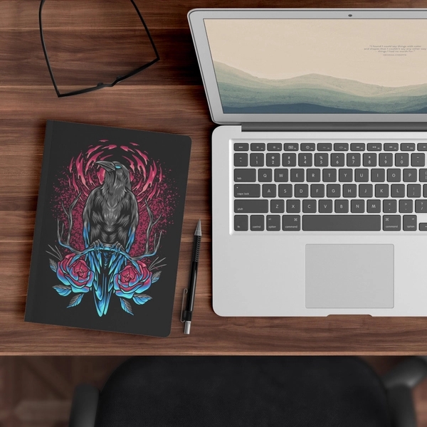 Crow and Flowers Paperback Journal