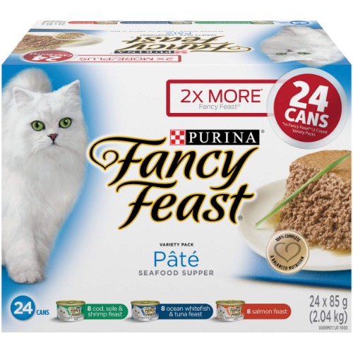Fancy Feast Wet Cat Food, Seafood Supper Pâté Variety Pack 85 g Cans (24 pack) - 