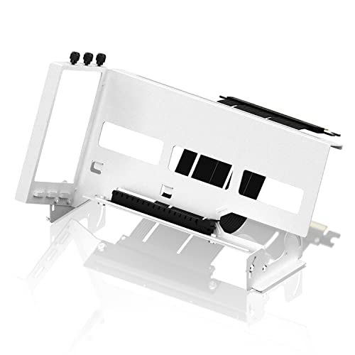 EZDIY-FAB PCIe 4.0 GPU Mount Bracket Graphic Card Holder Multi-Angle Adjustment, Video Card VGA Support Kit with PCIe 4.0 X16 Gen4 17cm/6.69in Riser Cable - White - White