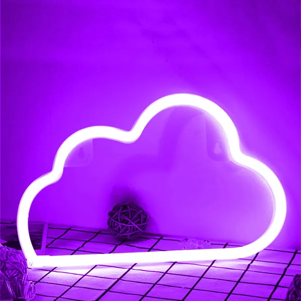 ProsperveilUK LED Neon Light Signs Cloud Neon Lights for Bedroom Wall Decor USB Battery Powered Hanging Neon Lamp Night Light for Home Bar Wedding Christmas Party Wall Art Decoration (Purple)