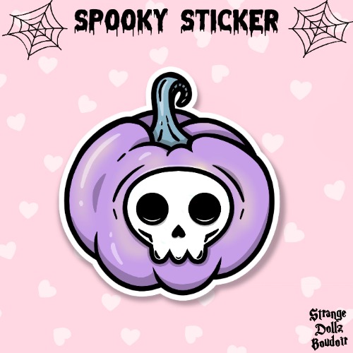 Pastel Goth Pumpkin Spooky Sticker, Gothic stationery, Halloween, Strange Dollz Boudoir