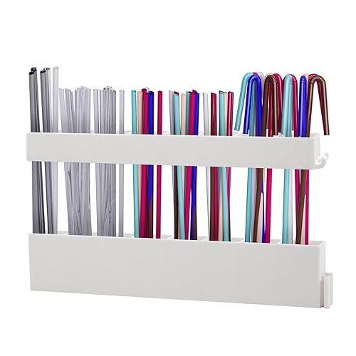 Straw Holder Straw Organizer Reusable Straw Holder Storage for Drinking Straws Cabinet Door Mounted (White) - White