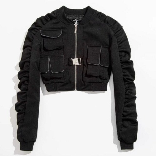 'Holy Shadows' Black Alt Grunge Cropped Jacket - Black / L