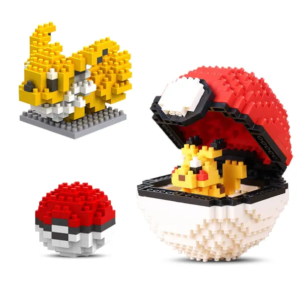 OSDUE Mini Bausteine Modell, Mini Blocks DIY Spielzeug, Blockspielzeug, Bauspielzeug für Kinder, 3D Puzzle Lernspielzeug für Jungen, Mädchen oder Kindergeburtstagsgeschenke - (510+160)Pichu + Pokéball