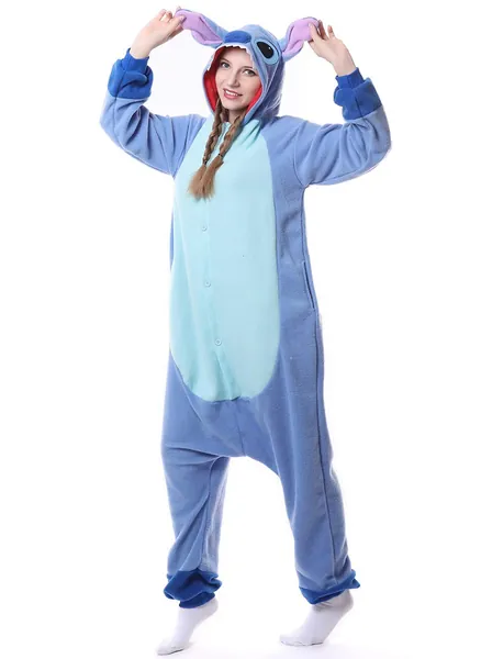Stitch Onesie Relaxo Kostüm Jumpsuit Tier Relax Kostuem Damen Herren Pyjama Fasching Halloween Schlafanzug Cosplay Erwachsene Karneval Einteiler Blue M - Blau M—5'3"-5'7"/160 cm-169 cm