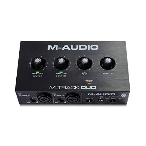 M-Audio M-Track Duo – USB Audio Interface for Recording, Streaming and Podcasting with Dual XLR, Line & DI Inputs, plus a Software Suite Included - with 2 Mic Inputs - Interface only