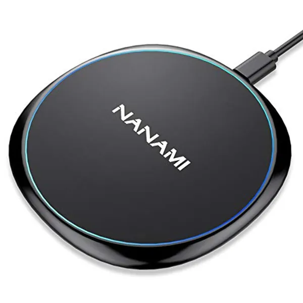 Fast Wireless Charger, NANAMI 15W Max Qi Charging Pad for iPhone 15 Pro Max/14 Plus/13/12 Mini/11/XR/XS/X/8, Fast Charge for Samsung Galaxy S24/S23/S22 Ultra/S21/S20 fe/S10/S9,Pixel 6, AirPods Pro/3 - Dark Black