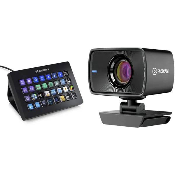 Elgato Stream Deck XL - Advanced Stream Control with 32 Customizable LCD Keys & Facecam - 1080p60 Full HD Webcam for Video Conferencing, Gaming, Streaming, Sony Sensor, Fixed-Focus Glass Lens