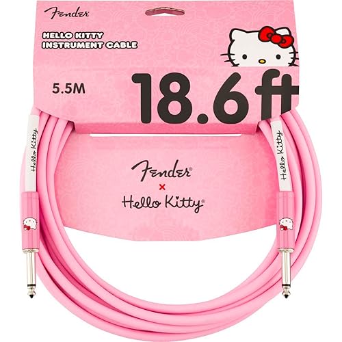 Fender Hello Kitty Instrument Cable, 18.6ft Guitar Cable, Pink - 18.6 FT