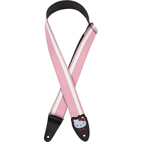 Fender Hello Kitty Leather Strap, Adjustable Length from 34" to 59", Leather Ends, Pink - Pink