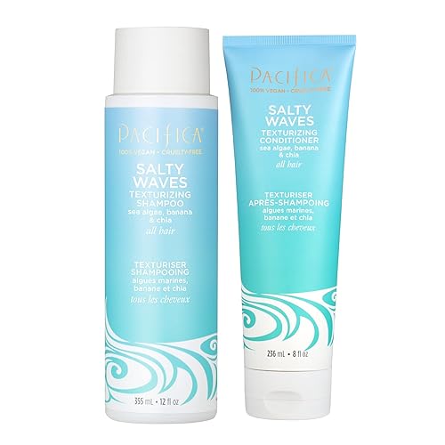 Pacifica Beauty Salty Waves Texturizing Shampoo + Texturizing Conditioner | For All Hair Types | Perfect and Effortless Beach Hair | 100% Vegan & Cruelty Free | Sulfate + Paraben Free - Banana - 20 Fl Oz (Pack of 1)