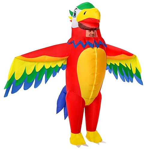 KOOY Inflatable Parrot Costume Adult Parrot Blow Up Costume For Funny Halloween Party Full Body Inflatable Costumes For Men Women, Blow Up Costume For Adults
