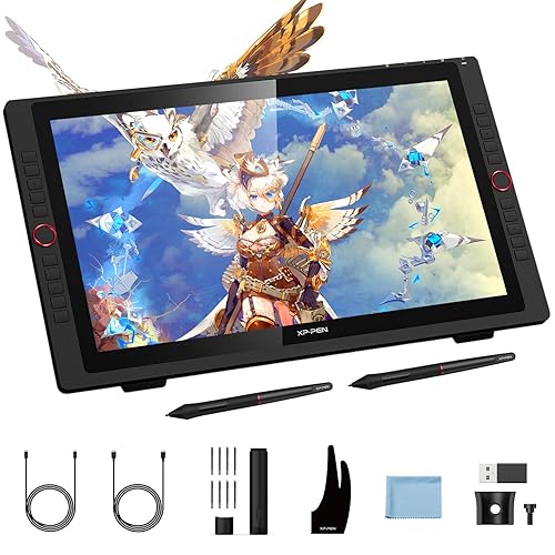 Drawing Tablet with Screen XPPen Artist 22R pro Computer Graphics Tablet 120% sRGB with Battery-Free Stylus Full-Laminated Technology, 21.5 inch Pen Display with 20 Shortcut Keys & 2 Red Dial(Black) - 21.5 Inch - Standard W/ Keys