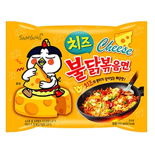 Samyang Buldak Chicken Stir Fried Ramen Korean Ramen (Cheese, 5 Pack) - Cheese - 4.9 Ounce (Pack of 5)