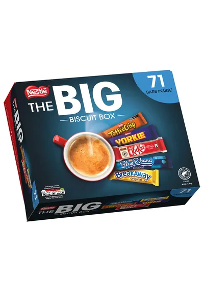Nestle The Big Biscuit Box, 71 x Chocolate Bars - KitKat, Yorkie, Toffee Crisp, Breakaway, Blue Riband | Chocolate Gift