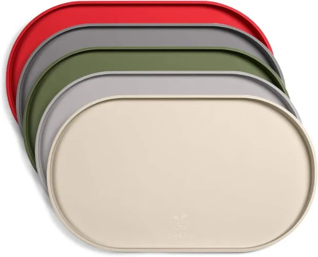 DogBuddy Dog Food Mat - 24x14 Inch White Sand