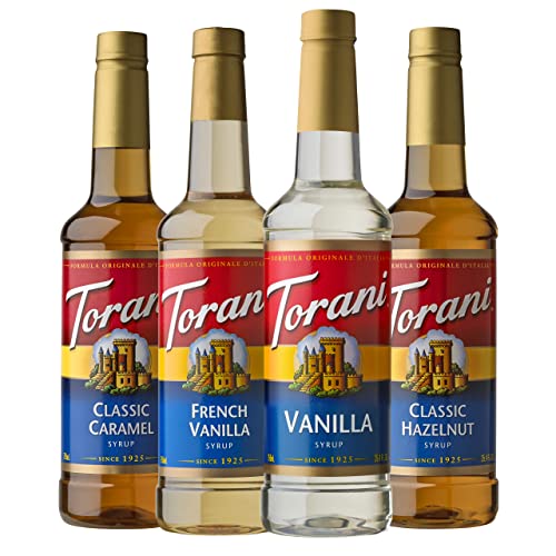 Torani Variety Pack, 25.4 Ounces (Pack of 4) - Caramel, French Vanilla, Vanilla, Hazelnut - 25.4 Fl Oz (Pack of 4)