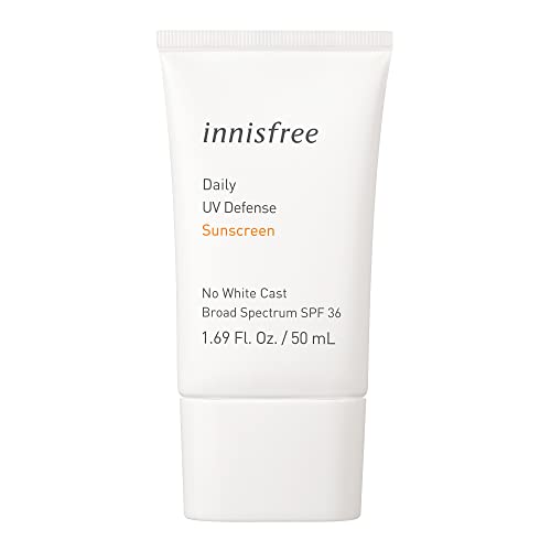 Innisfree Daily UV Defense Broad Spectrum SPF 36 invisible sunscreen: Hydrating, Soothing, No white-cast, TSA Friendly - Daily UV Defense Sunscreen SPF 36
