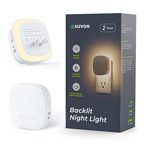 Plug-in LED Backlit Night Light with Motion Sensor (2 Pack)