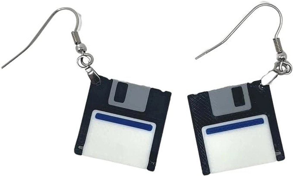 Chatelet Floppy Disk Replica Earrings Set | 90s Party Costume Essentials | Set of Two Floppy Disk Earrings