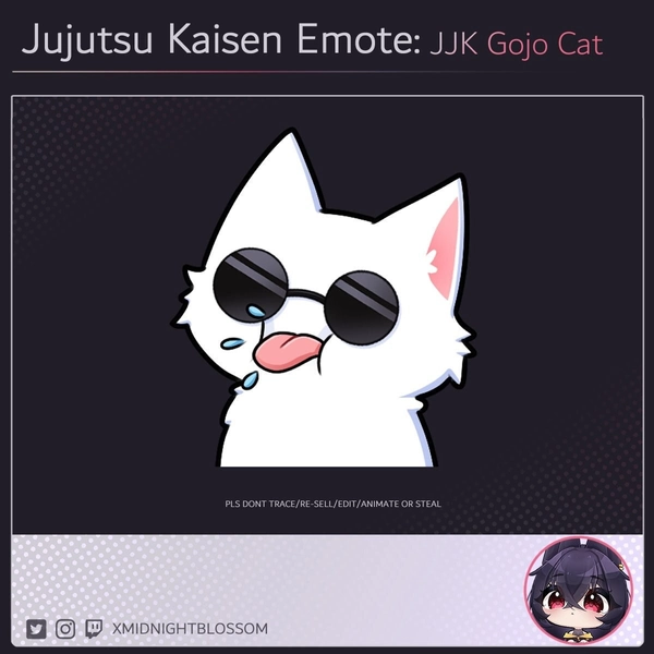 Animated Cute Go jo Mlem Cat Emote "JJK" | Twitch Discord Emotes | Twitch graphic